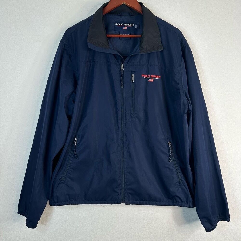 Vintage 90s Polo Ralph Lauren Spell Out Logo Windbreaker Jacket Men's Large USA